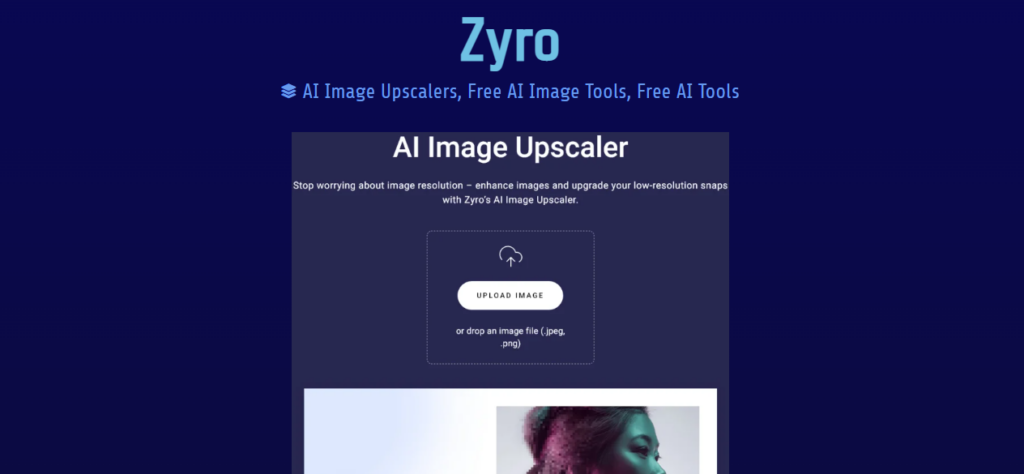 Скриншот из Zyro AI Image Upscaler