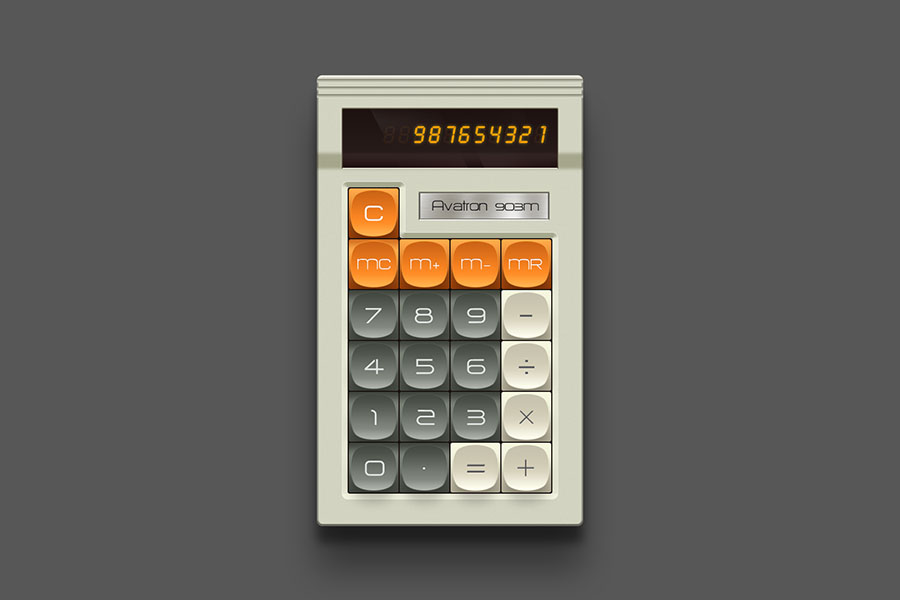Дизайн калькулятора в стиле скевоморфизма